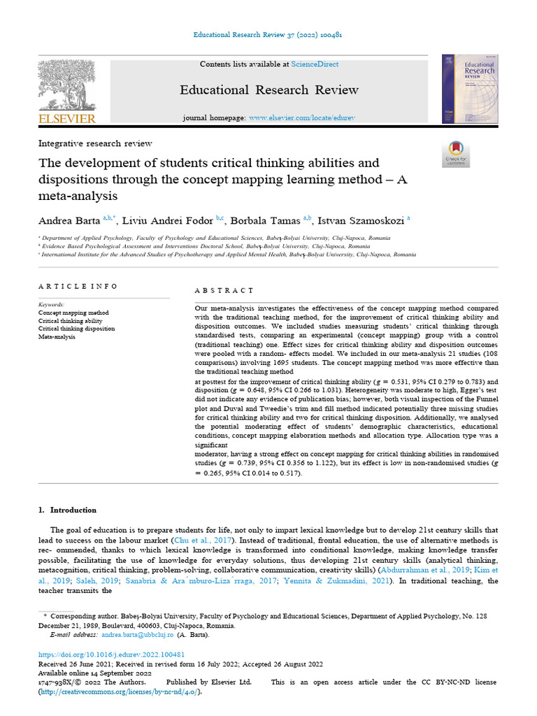 The Development of Students Critical Thinking Abilities and | PDF ...