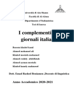 I Complementi Nei Giornali Italiani: Anno Accademico 2020-2021