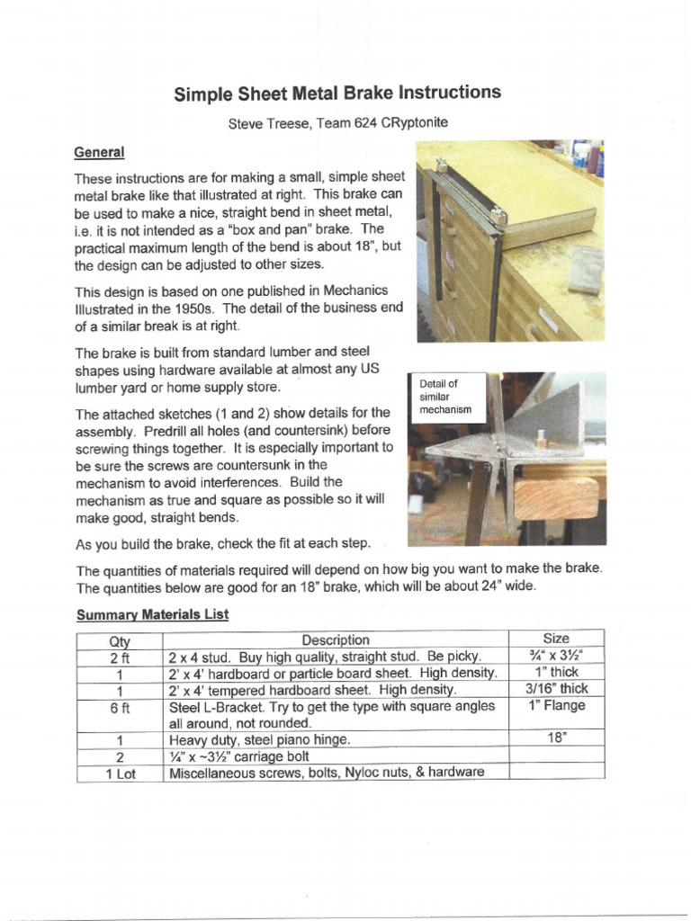 2015-12-09 - Sheet Metal Brake Instructions | PDF