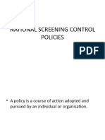 National Screening Control Policy