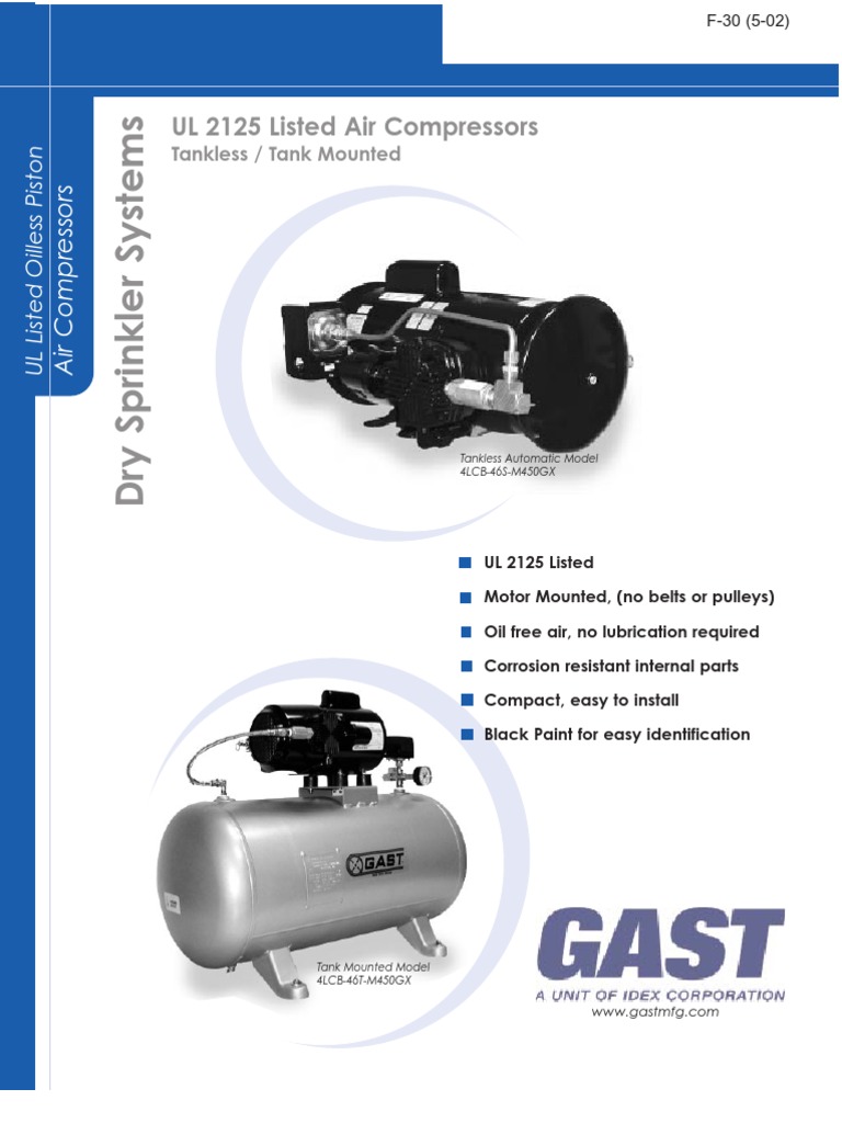 Oilless Compressors for Dry Sprinklers | PDF | Fire Sprinkler System ...