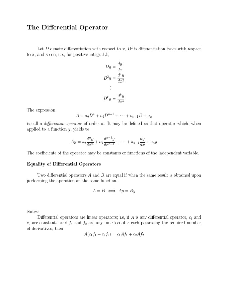 Understanding Differential Operators | PDF | Derivative | Function ...