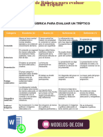 Modelo de Rúbrica para Evaluar Tríptico