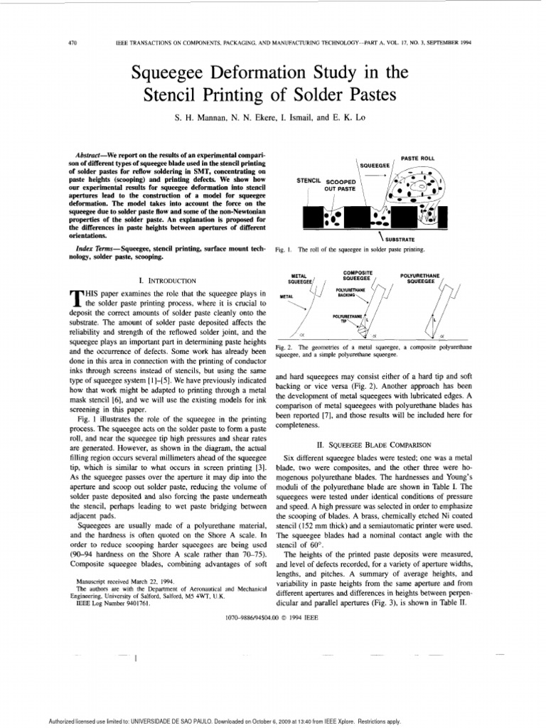 Squeegee Deformation Study PDF Materials Science Applied And