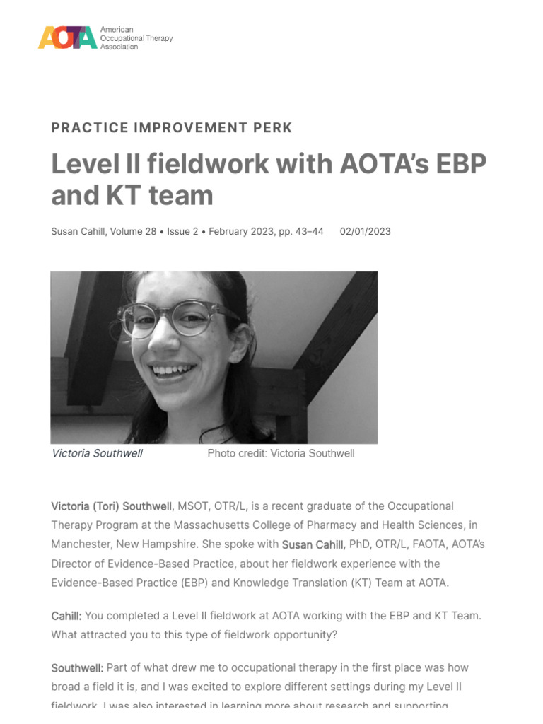 Level ii fieldwork with aota s ebp and kt team practice improvement