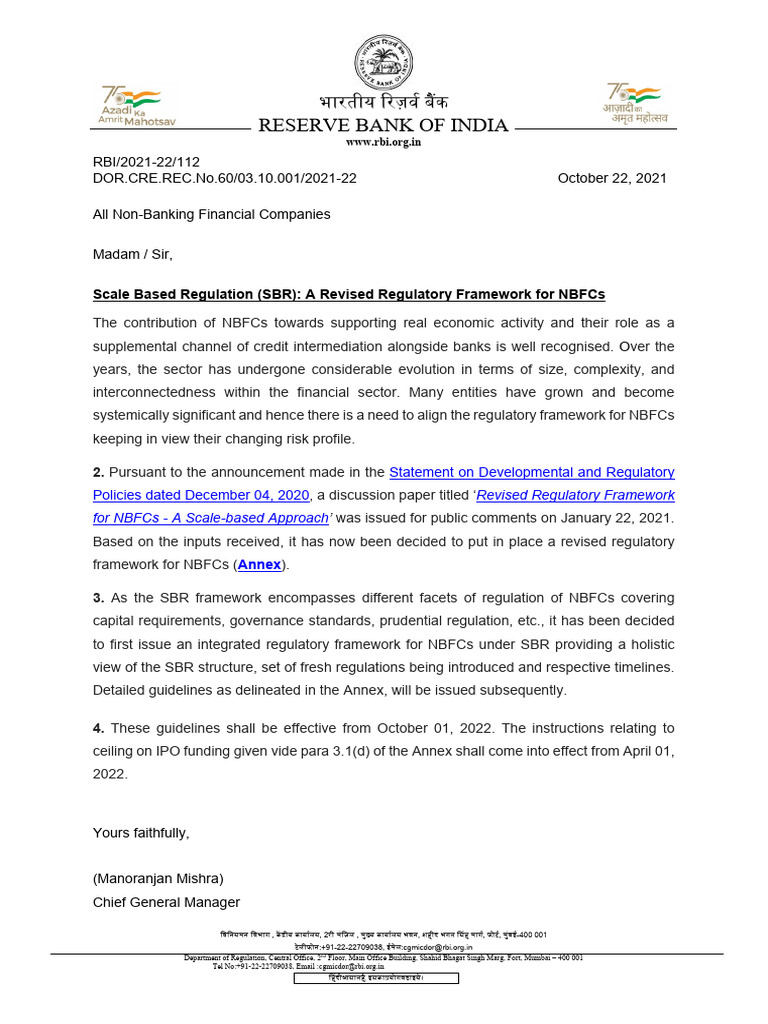 001.scale Based Regulation (SBR) A Revised Regulatory Framework For