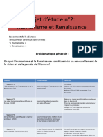 Sujet D'étude N°2: Humanisme Et Renaissance: Problématique Générale