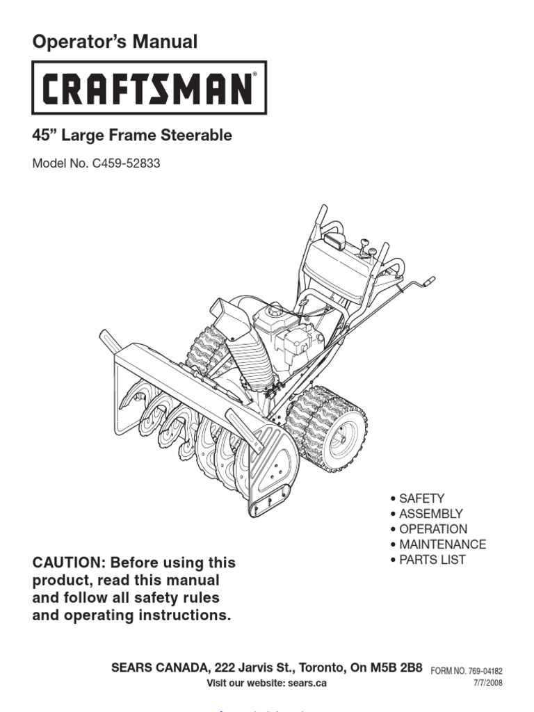 Craftsman c459 52833 User Manual | PDF | Screw | Manual Transmission