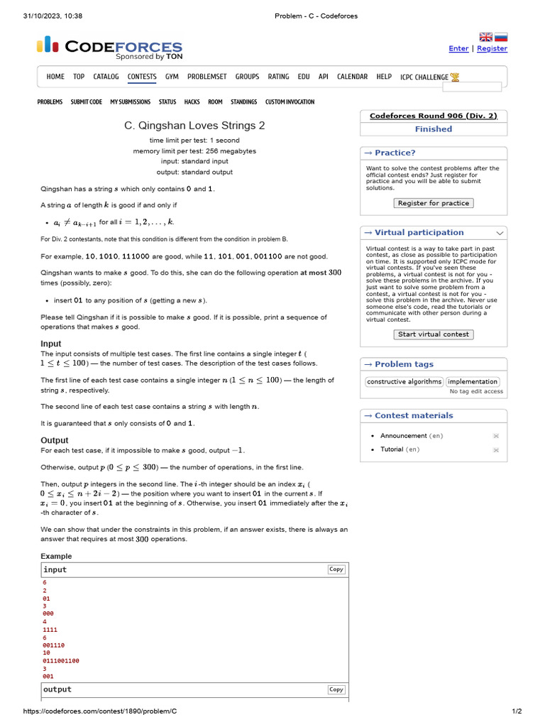 Problem - C - Codeforces | PDF | String (Computer Science) | Software ...