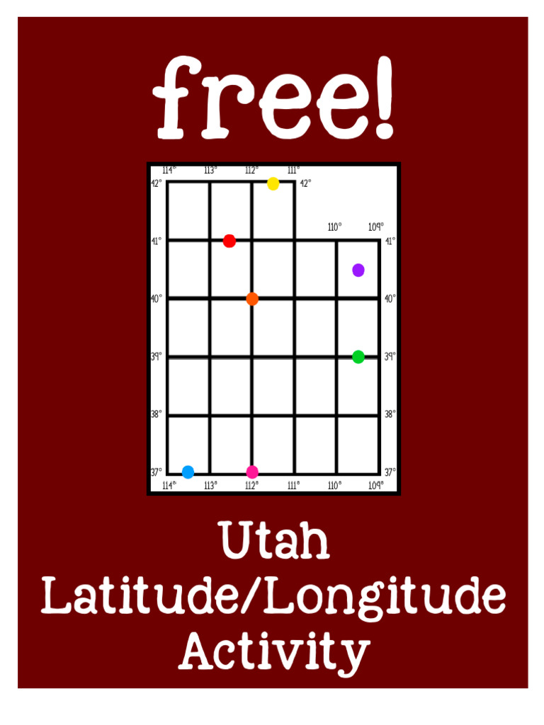 Free! Utah Latitude/Longitude Activity PDF Longitude Latitude
