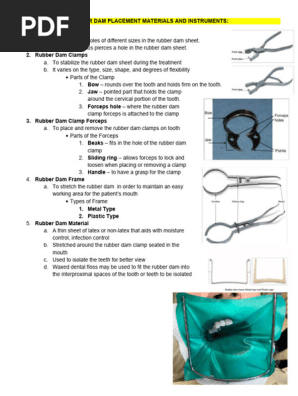 RUBBER DAM PLACEMENT MATERIALS AND INSTRUMENTS