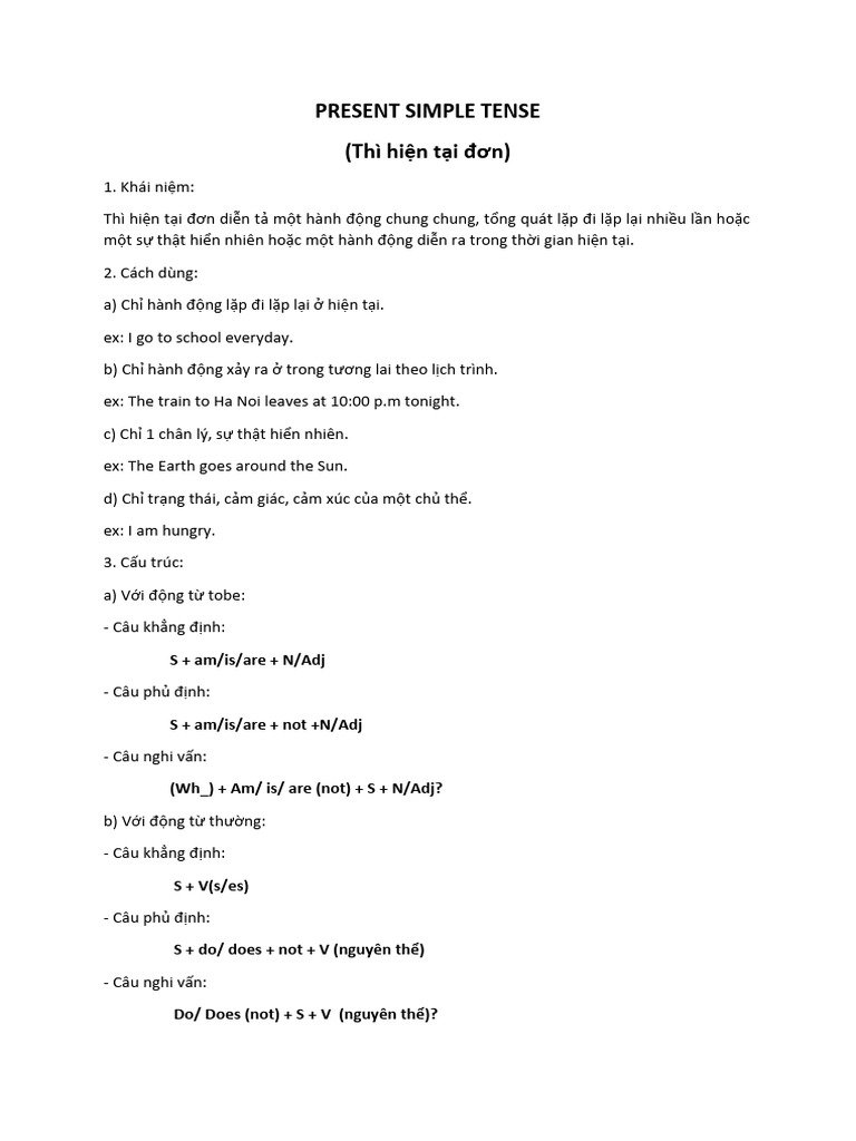 Present simple tense pdf