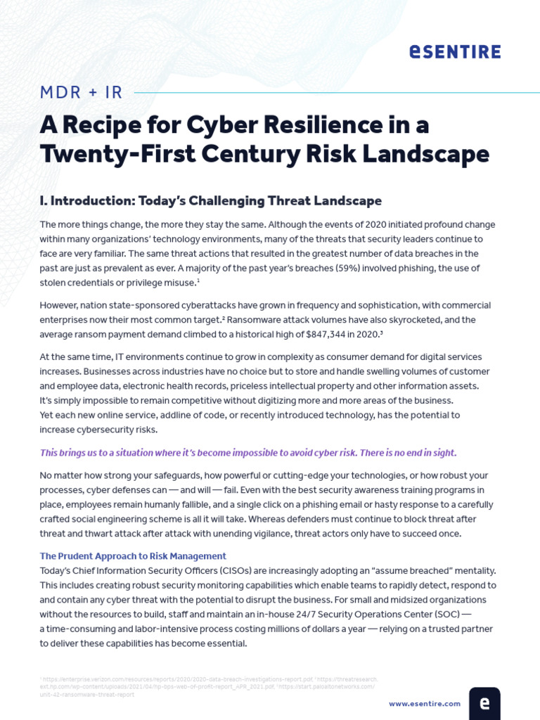 Cyber Resilience: MDR and Incident Response | PDF | Computer Security ...