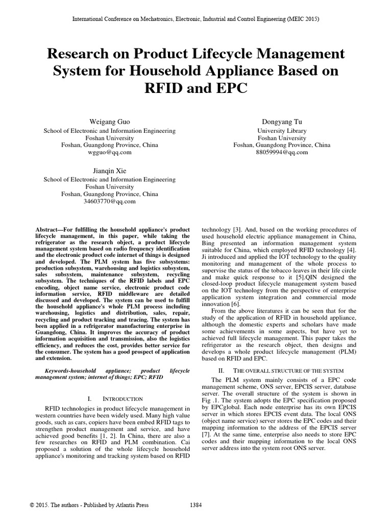 Product Lifecycle Pdf Radio Frequency Identification Product