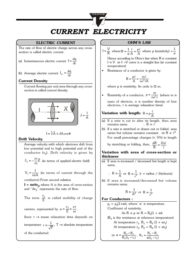 Current Electricity | PDF | Electrical Resistivity And Conductivity ...