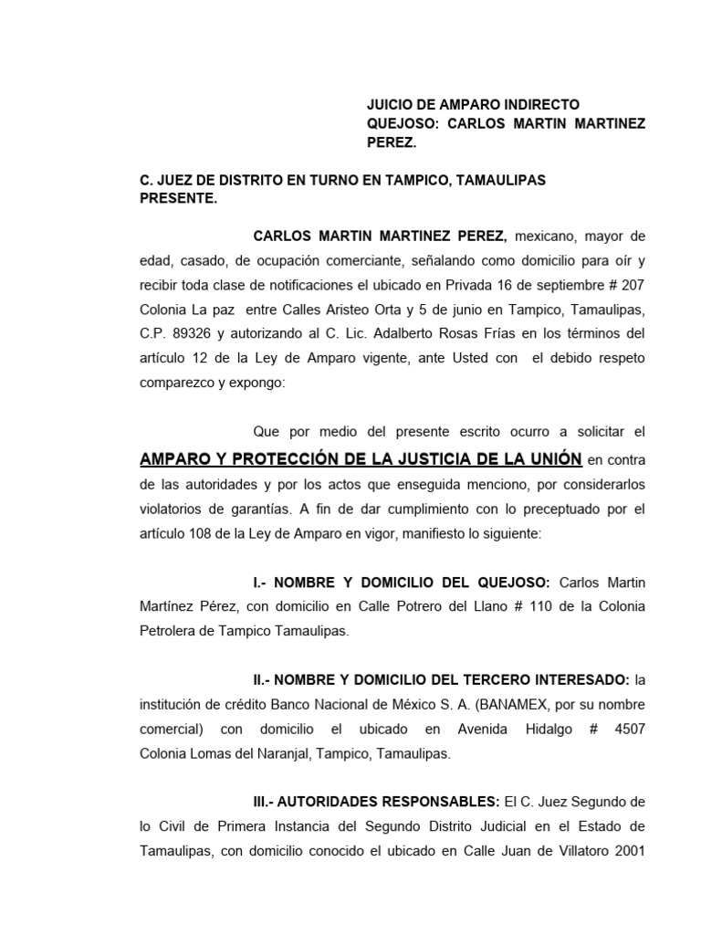 Amparo Indirecto Emplazamiento Pdf Caso De Ley Ley Procesal