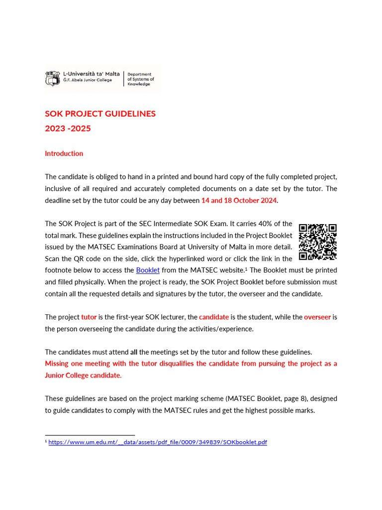 SOK Project Guidelines 2023-2025 | PDF | Citation | Essays