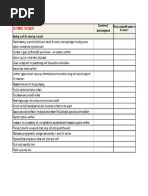 Catering Checklist Leonidas