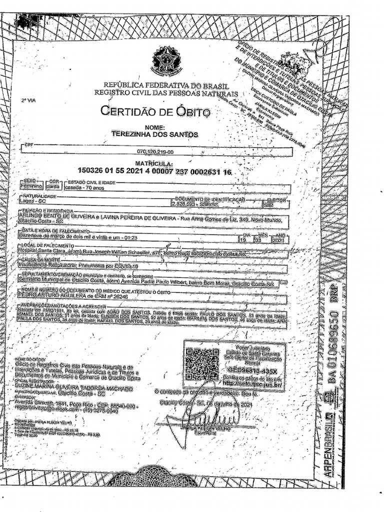 Certidao de obito doc seu adao pdf