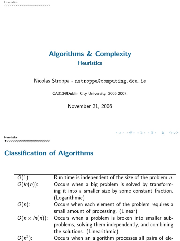 Algorithms & Complexity: Nicolas Stroppa - Nstroppa@computing - Dcu.ie ...