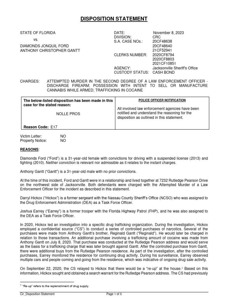 Florida Disposition Statement: Ford & Gantt | PDF | Swat | Burglary