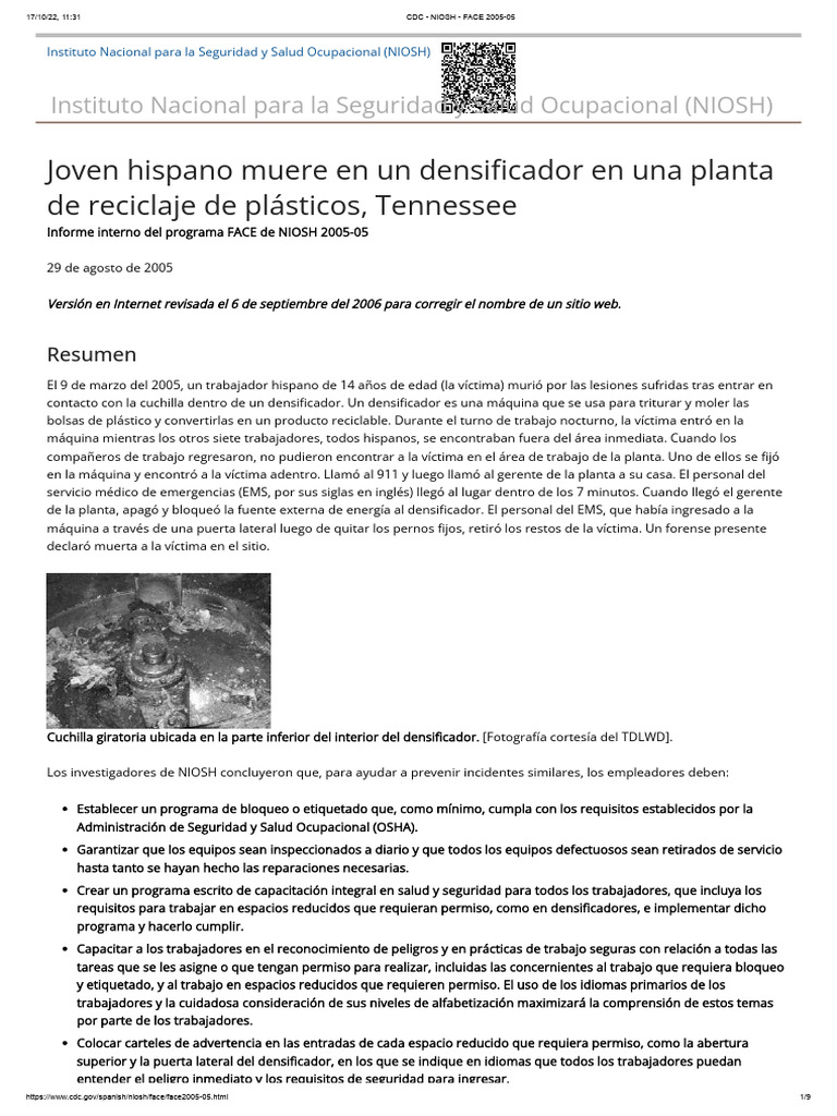 CDC Niosh Face 200503 PDF Administración de Seguridad y Salud