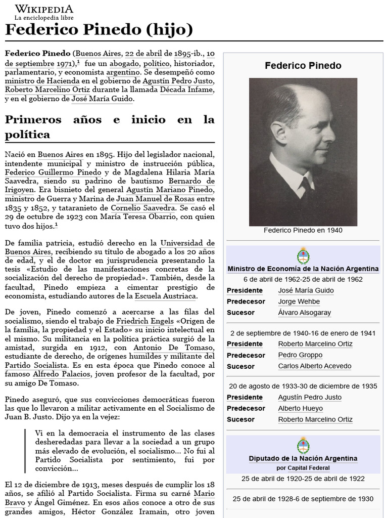 Federico Pinedo (Hijo) PDF Gobierno