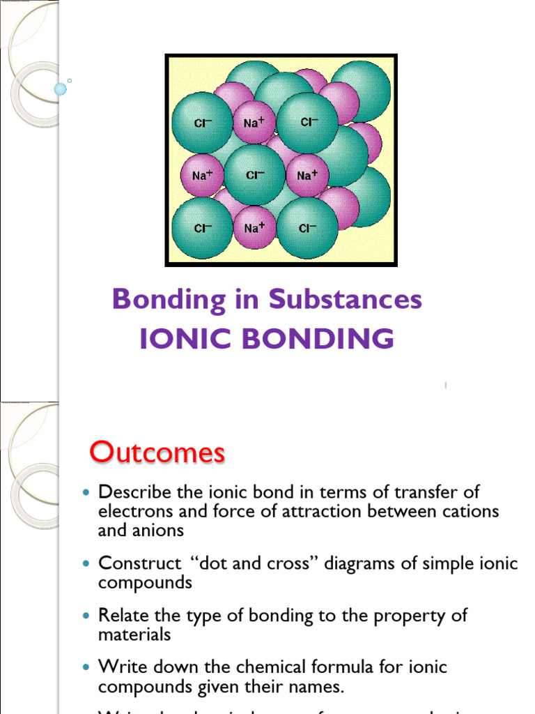 Ionic Bond PDF Ion Chemical Compounds