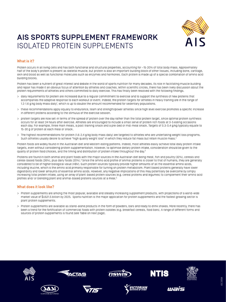 Sport Supplement Fact Sheets Isolated Protein Supplement v3 PDF Dietary Supplements Proteins