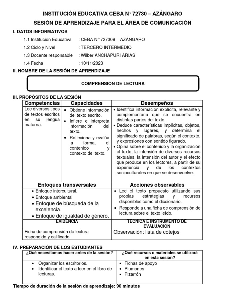 Sesión Comunicación CEBA | PDF | Aprendizaje