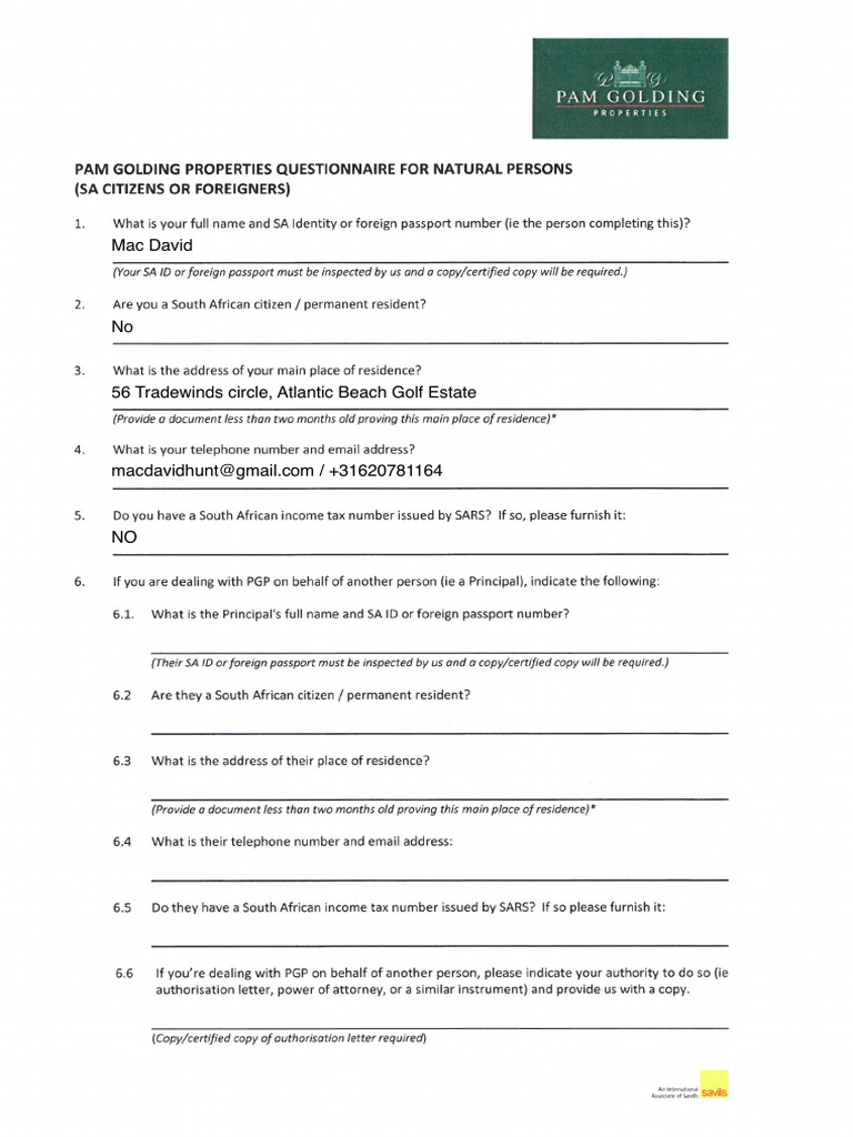 1 Questionnaire Natural Persons Form PDF