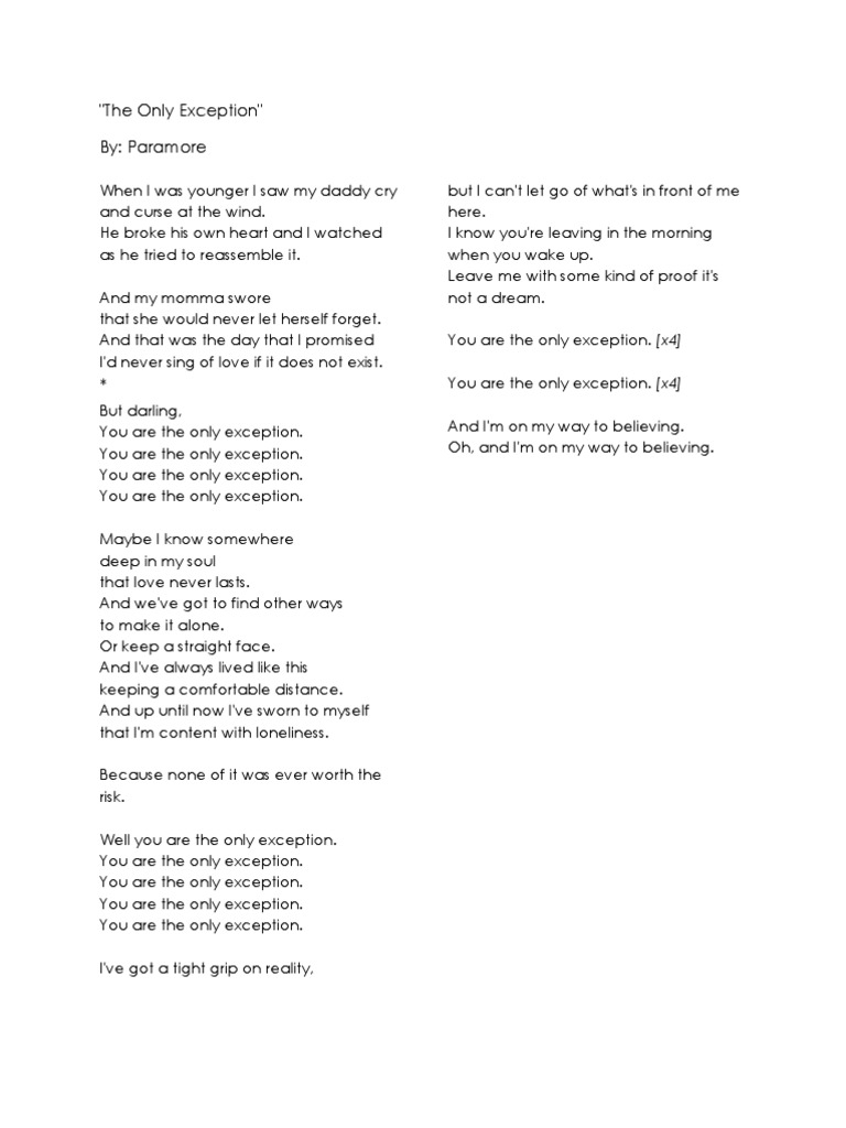 The Only Exception: A Poetic Reflection | PDF | Leisure