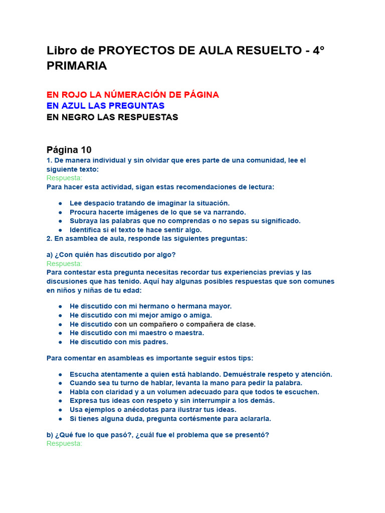 Libro de PROYECTOS DE AULA RESUELTO - 4° PRIMARIA | Descargar gratis ...
