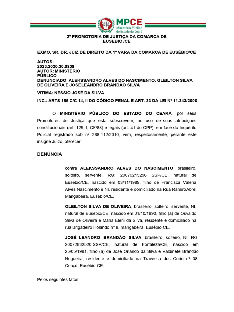 Denuncia Inquérito 268 | PDF | Roubo | Brasil