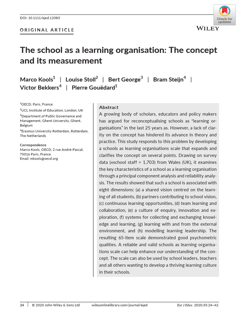 The school as a learning organisation pdf validity statistics
