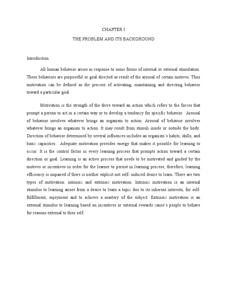 CHAPTER 1 Motivation | PDF | Motivation | Motivational