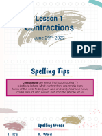 6th Grade Spelling Lesson 1 Contractions June 29th 2022
