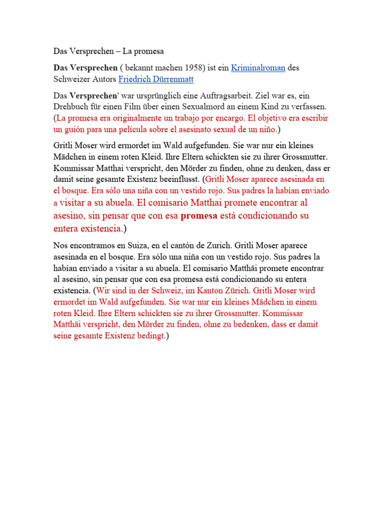 Das Versprechen - FRiedrich Dürrenmatt | PDF