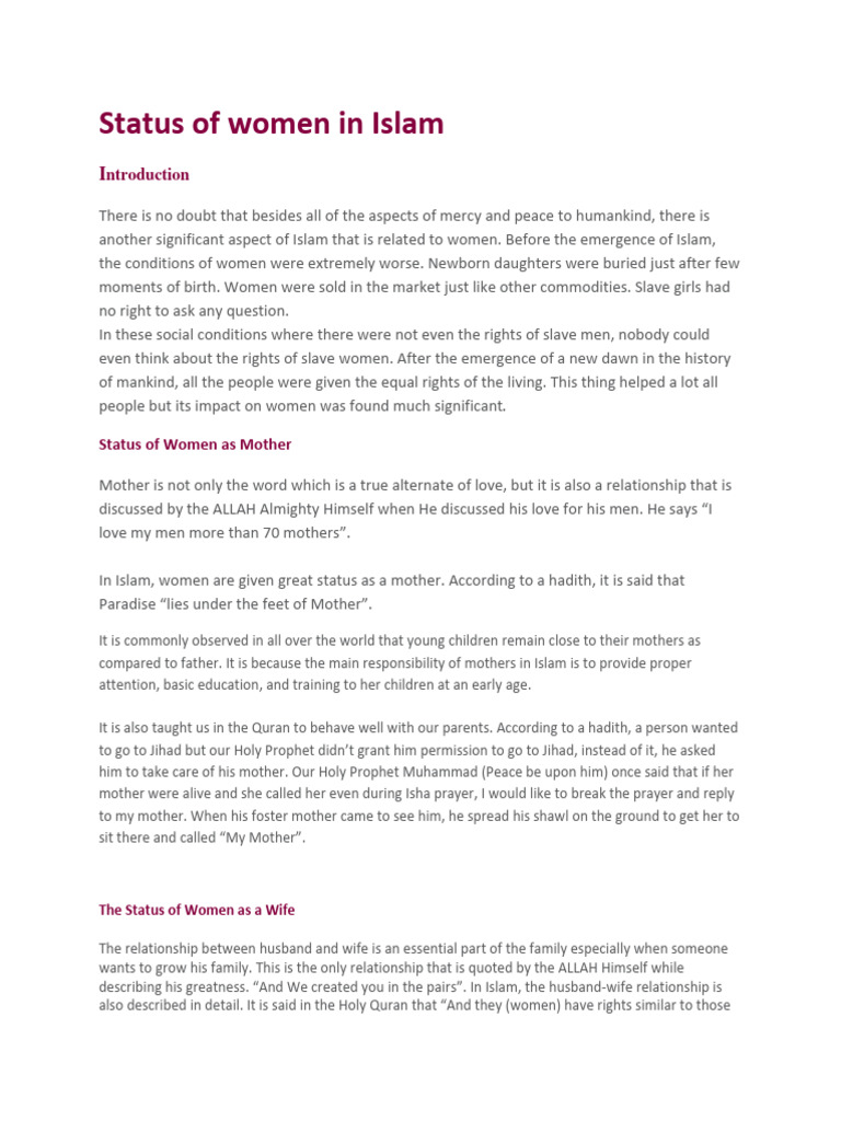 Status of women in islam pdf hadith jihad