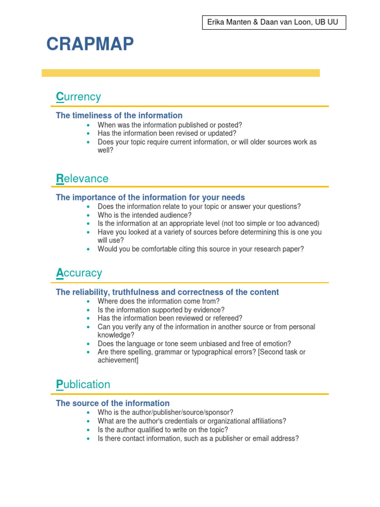 Evaluating Information Sources: CRAP Criteria | PDF | Information | Bias