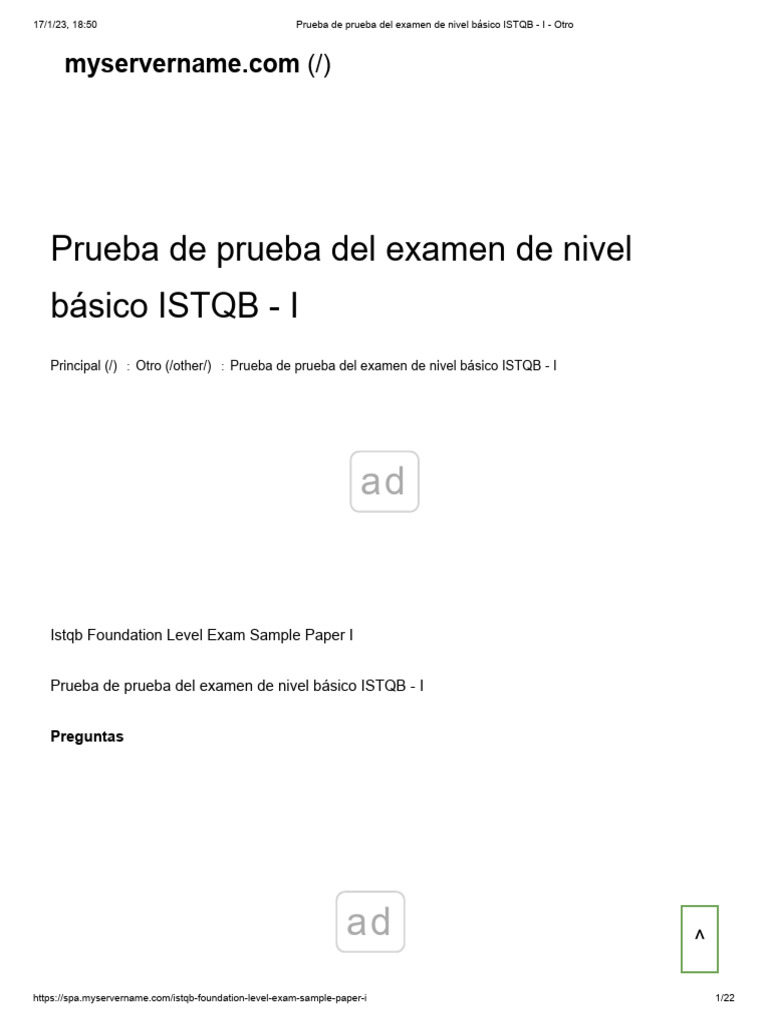 Examen de Prueba ISTQB - Nivel Básico | PDF | Software | Programa de ...