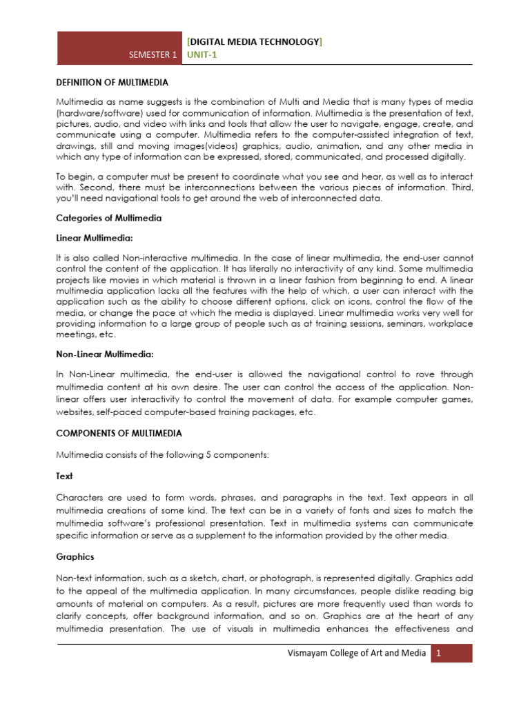 Digital Media UNIT 1 PDF Data Compression Computer Hardware