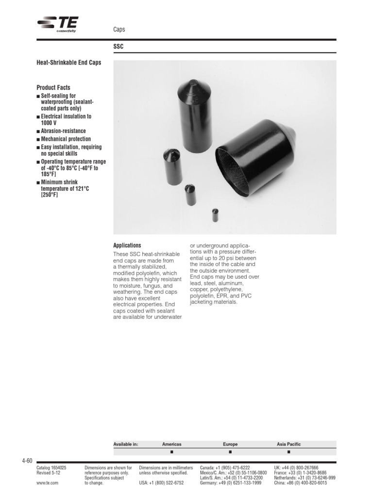 SSC Heat-Shrinkable End Caps Catalog | PDF | Manufactured Goods ...