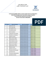 Liste Des Candidats Admis en 1ere Annee Anglais