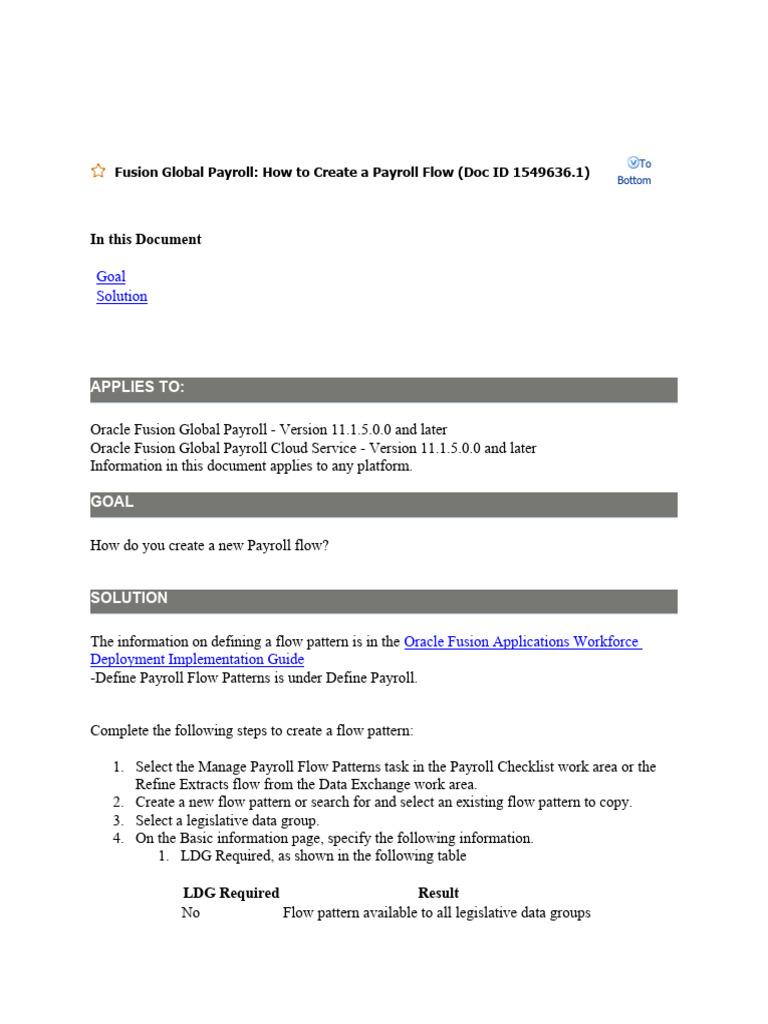 Creating Payroll Flow Patterns Guide | PDF | Pl/Sql | Databases