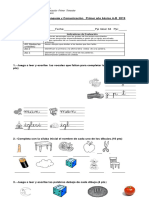 PRUEBA TRIMESTRAL LENGUAJE PRIMERO 2019 1° Trimestre