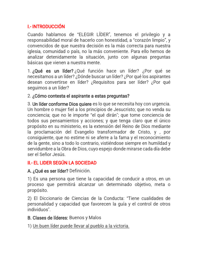Características de un Buen Líder Cristiano | PDF | Liderazgo | Jesús