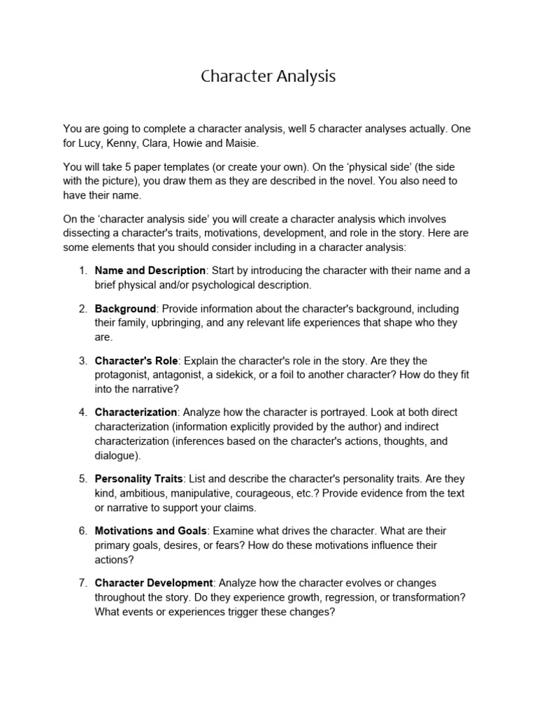 character analysis PDF Narrative Psychological Concepts