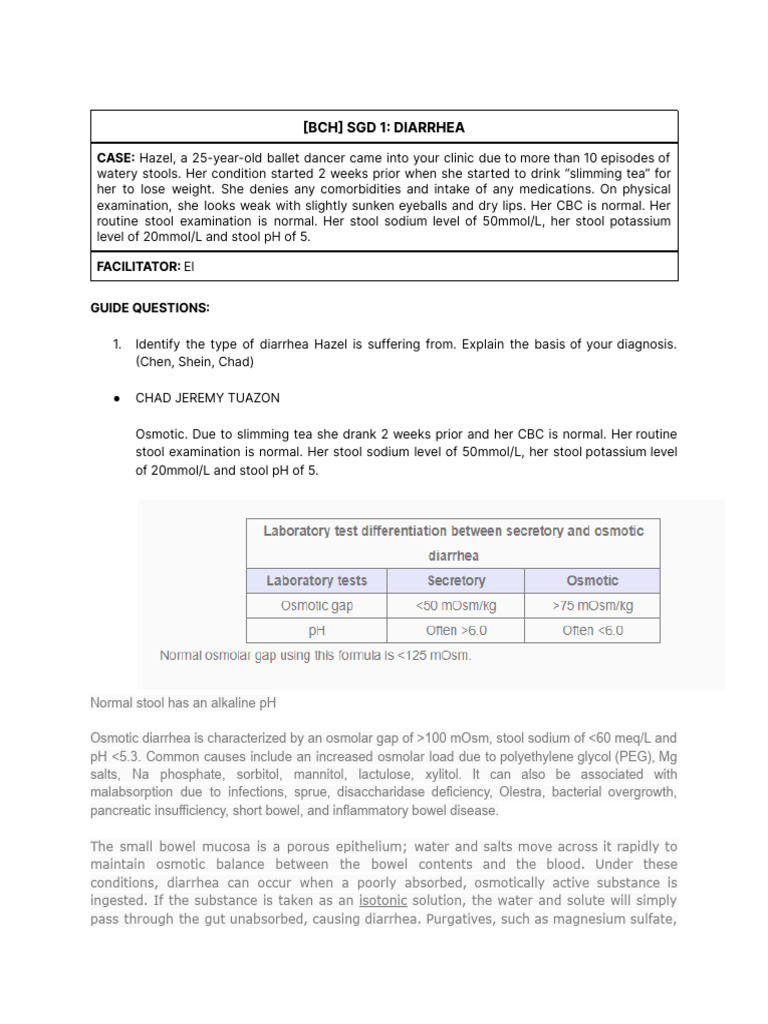 (Grp10) SGD 1 - Diarrhea - 125254 | PDF | Human Feces | Diarrhea