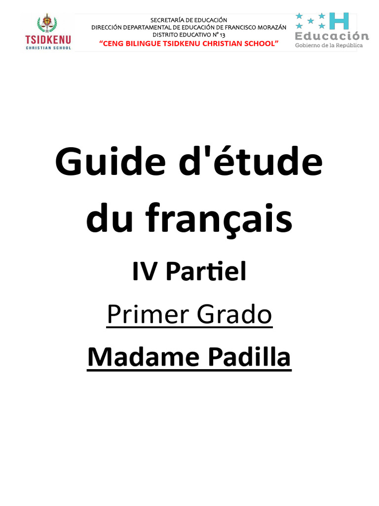 Primer GradoGuide D'étude Du Français PDF
